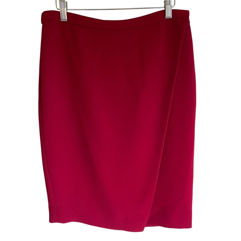 J. Crew Red Pencil Wrap Skirt Size 6 08175 Knee Length Polyester
